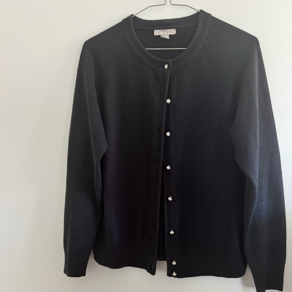 Mercer Street Studio Black Knitwear Button Up Sweater Cardigan